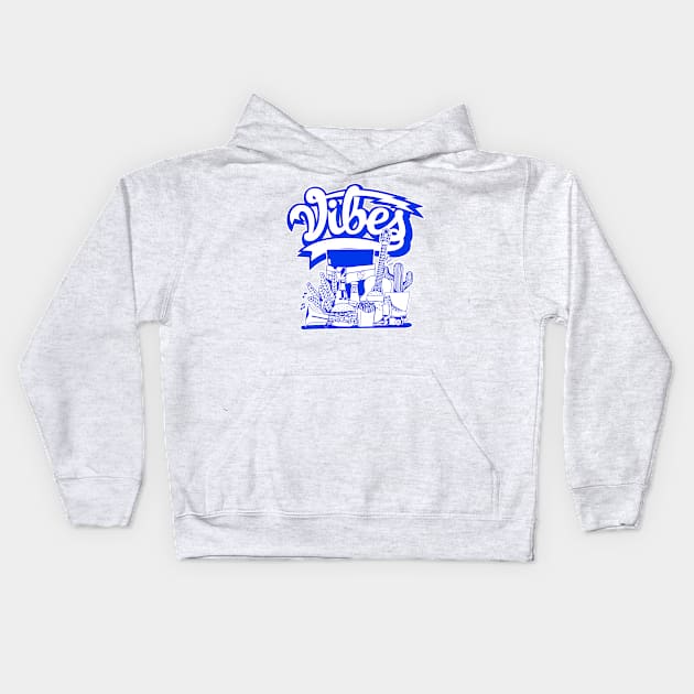 Vibes Racer Blue and White Kids Hoodie by funandgames